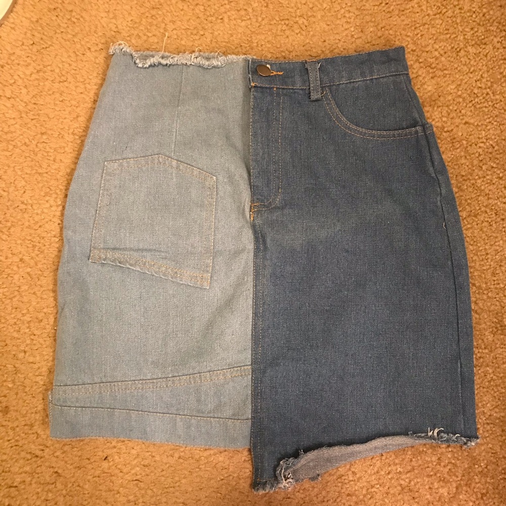 Patchwork denim skirt
